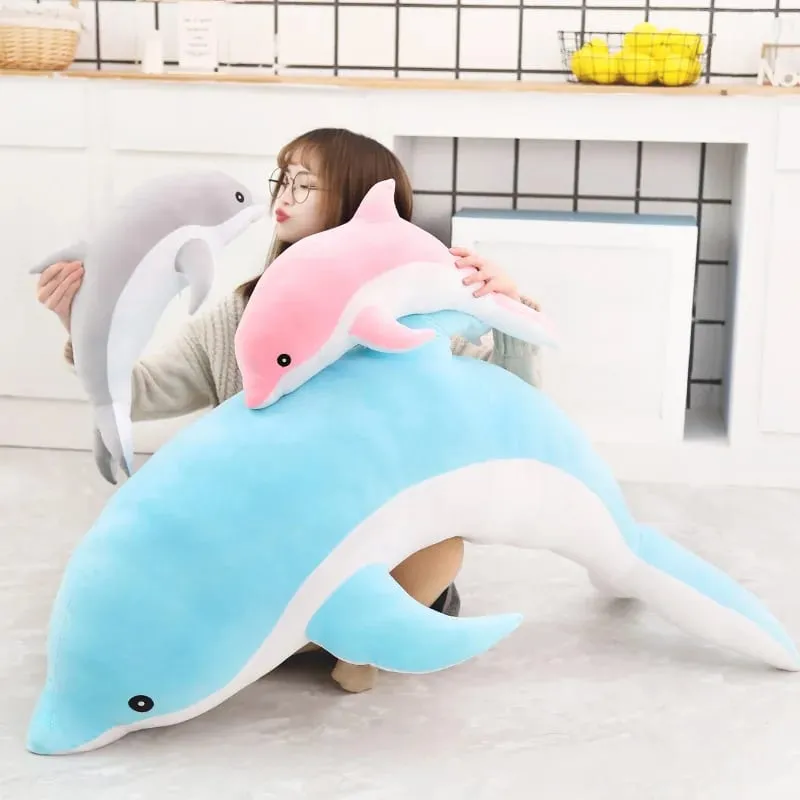 Children Dolphin Pillow Doll Sleeping On Bed Girl Doll Birthday Gift Ocean World Plush Toy for Kids Large Doll Peluches Gifit