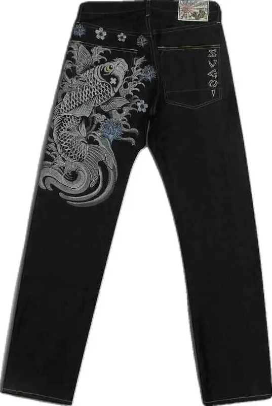 Y2K Vintage Baggy Jeans Men Orange Graffiti Print Wide Leg Skate Pants Retro 90s Hip Hop Streetwear Dark Denim Trousers