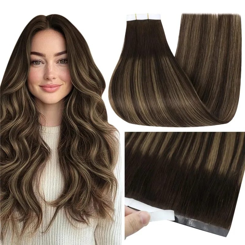 Full Shine One Piece 50G Genius Tape In Hair Extensions 100% Remy Human Hair Invisible Skin Weft Thick Ends For Women