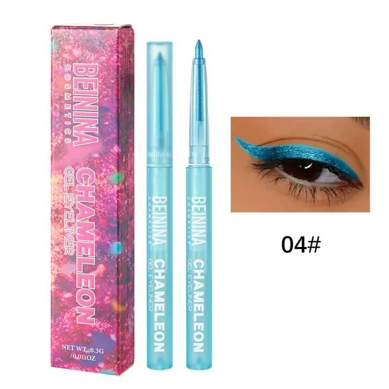 Eyeliner Gel Pencil Waterproof Eyeliner Pen Chameleon Glitter Eye Liner Long-Lasting Quickly Dry Diamond Blue Metallic Eyeshadow