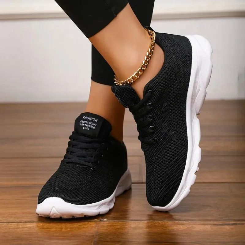 Chaussures pour hommes Baskets décontractées respirantes Mode Blanc Noir Chaussures de course Légères Chaussures de sport souples Chaussures de tennis à lacets unisexes