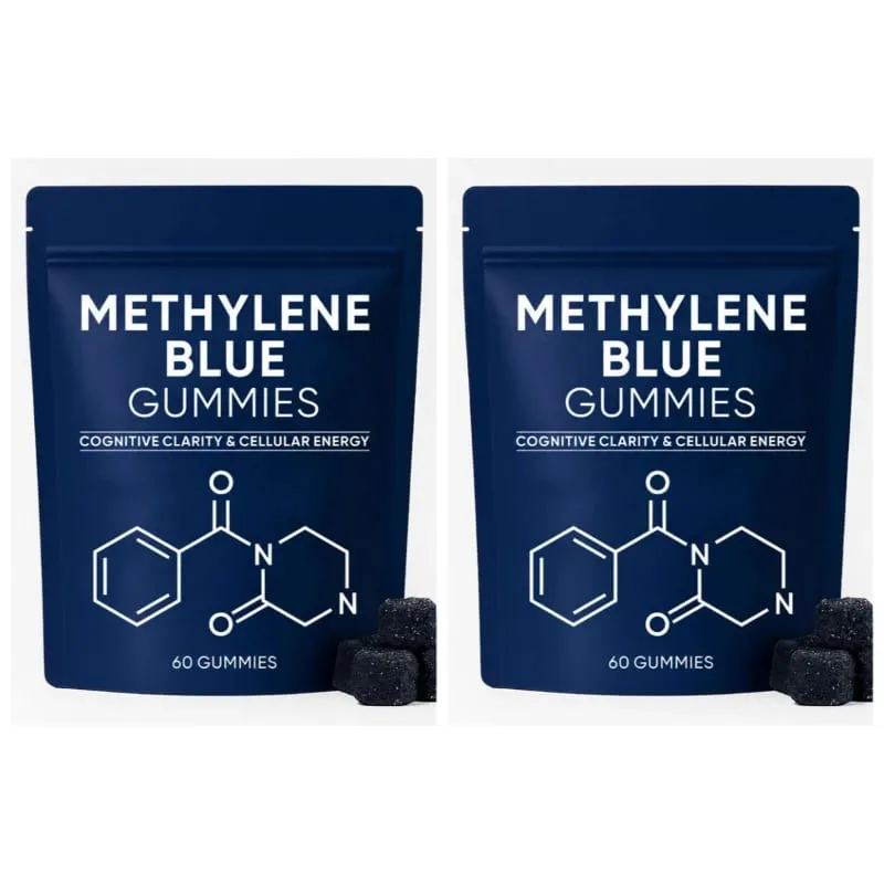 Methylene Blue Compound Gummies 5mg 30/60 Ct Blueberry Flavor for Sustained Energy Mental Clarity & Mood Cellular Support
