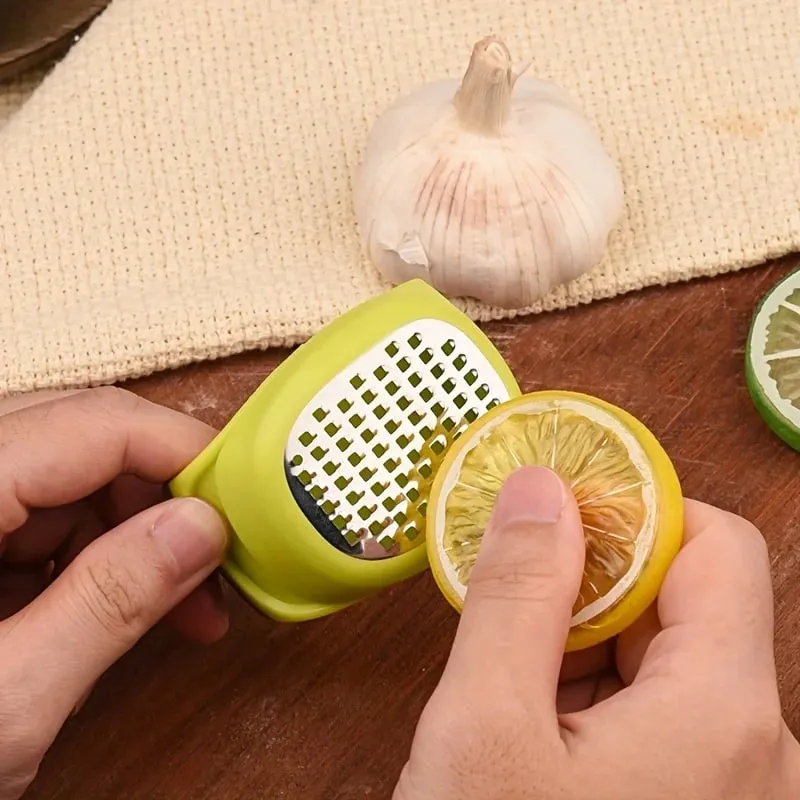 Stainless Steel 4-in-1 Manual Grater & Slicer - Lemon Cheese Garlic Ginger Zester Shredder Compact Kitchen Tool for Vegetables