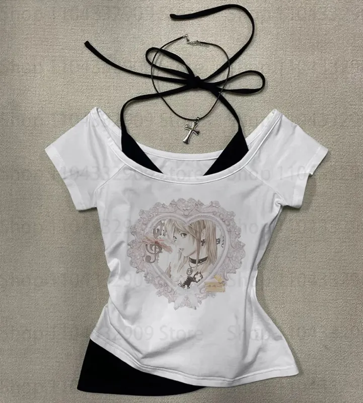 Top Women Tops Vintage Clothing Woman Clothes Harajuku Trashy Y2k 2000s Women's Cropped Crop Tops With Suspenders Tanks & Camis
