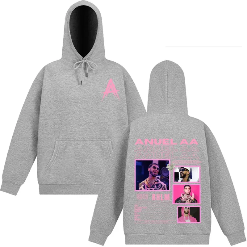 Rapper Anuel AA Album 2025 Graphic Hooded Sweatshirts Men Women Hip Hop Gothic Autumn Winter Pullover Casual Classic Sportswear