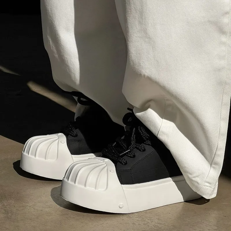Nam Nữ Giày Thể Thao Thấp-Top Vỏ-Đầu Da PU Dày-Đế Tăng Chiều Cao Unisex Giải Trí Hợp Thời Trang Retro Giày Nam Chun huấn Luyện Viên