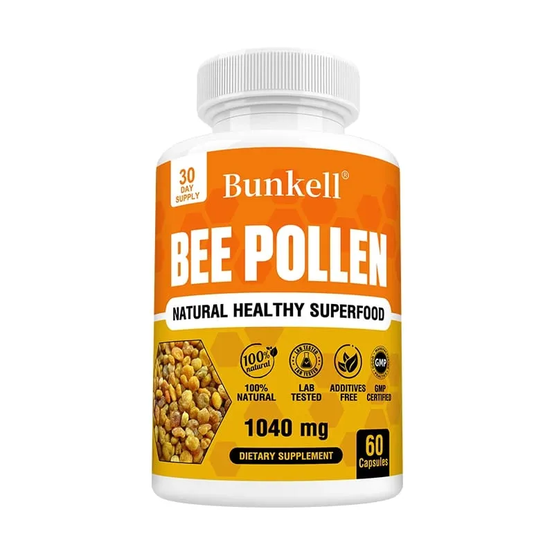 Bipollentilskud 100 % naturligt rå bipollen Vegetarkapsler Probiotisk Superfood Fordøjelse Immunstøtte og energi