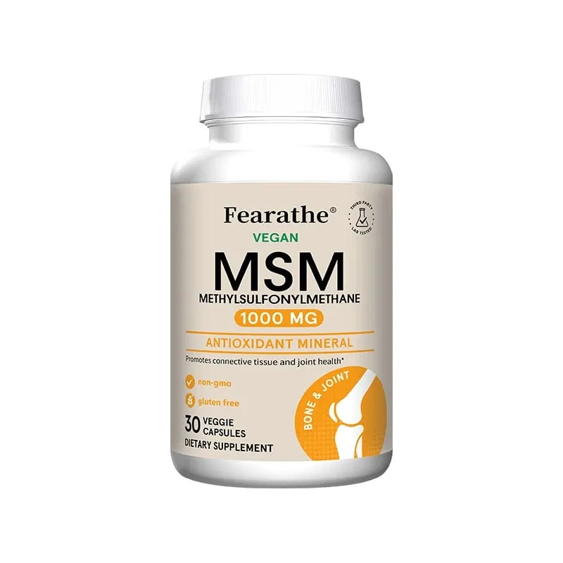 MSM 1000 Mg - 120 Veggie Capsules - Methylsulfonylmethane - Dietary Supplement Antioxidant Supports & Strengthens Joints