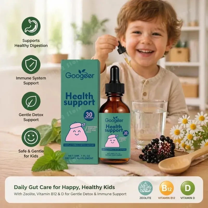 Googeer Kids Gut Health Drops Zeolite Vitamin B12 300mcg Methylcobalamin D3 Gentle Detox Immune Support 30 Servings 30ml