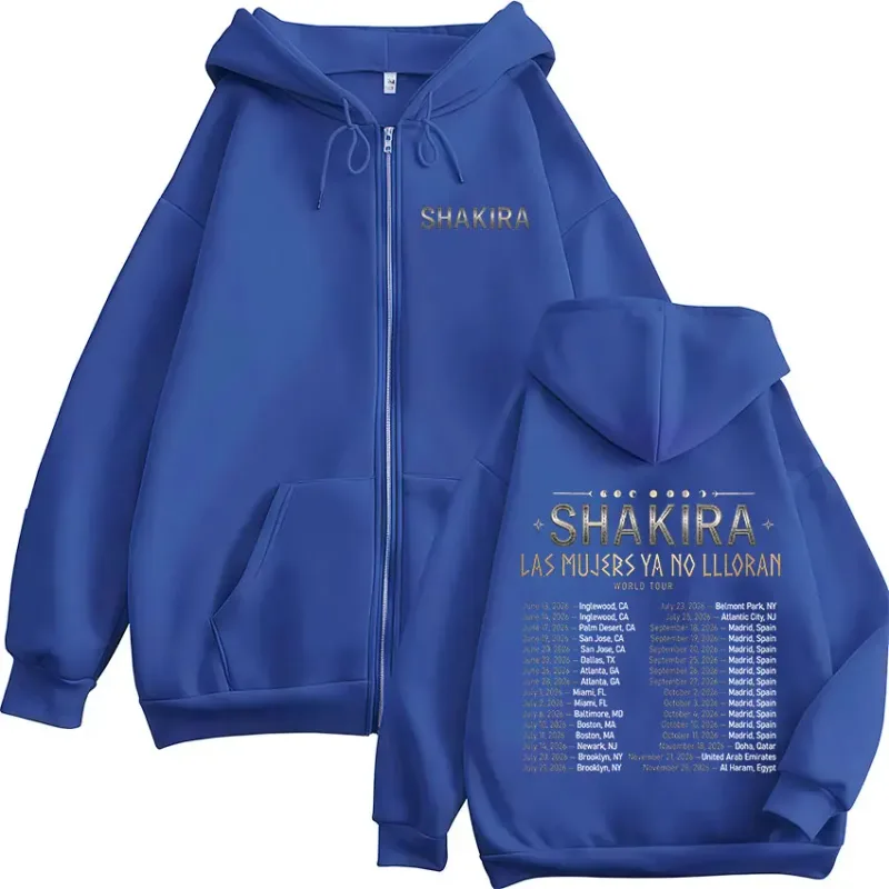 Shakira Las Mujeres Ya No Lloran World Tour 2026 Zipper Hoodies Men Women Fashion Casual Long Sleeve Zip Up Sweatshirts Jackets