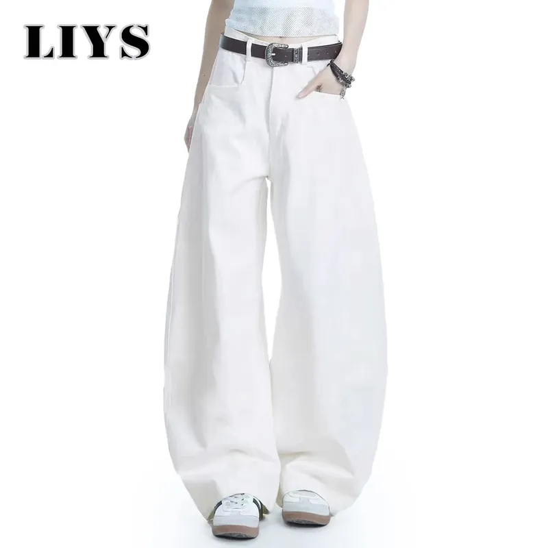 Men's White Baggy Machete Wide-Leg Jeans Daily Casual Denim Pants Solid Business Ladies' Balloon Pants High Street Men's Clothes — image 6