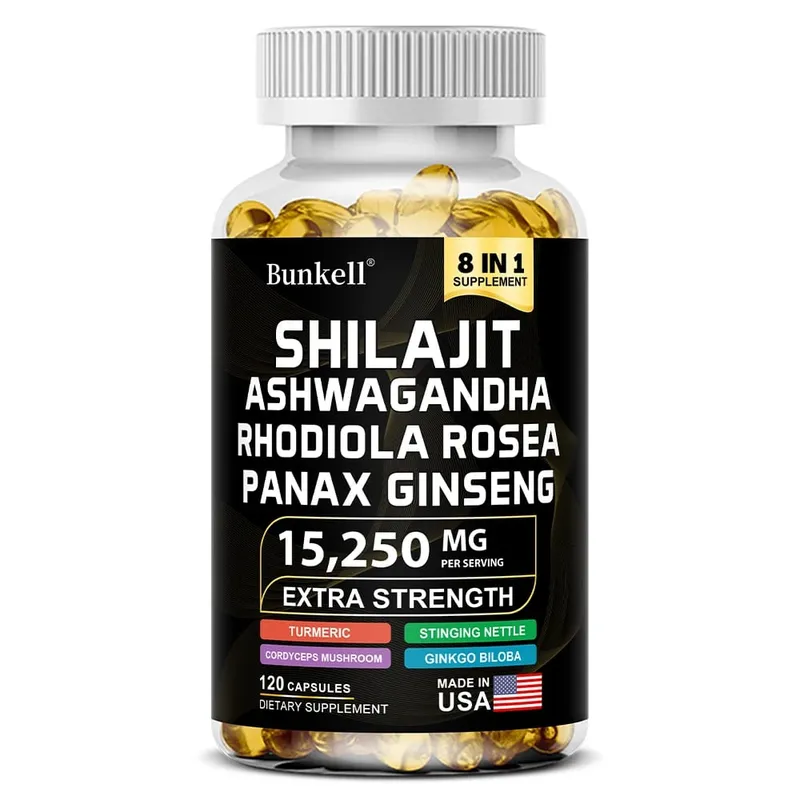 15250mg Shilajit Capsules with Ginseng Ashwagandha Turmeric Energy Supplement Muscle Mass Endurance