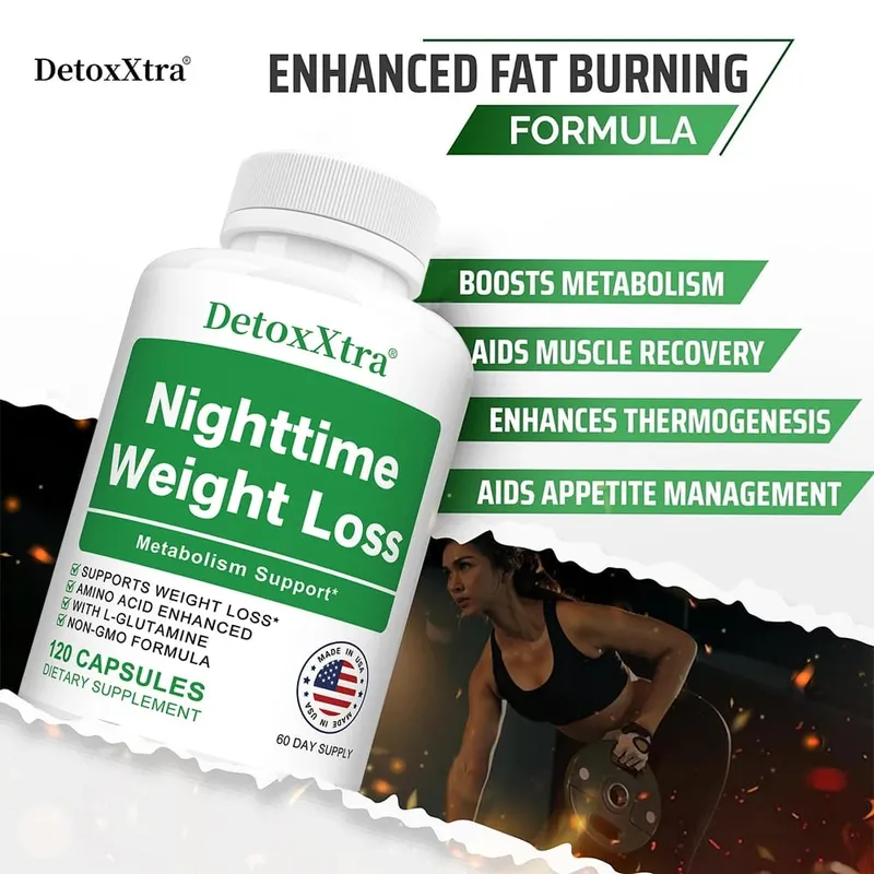 Nighttime Fat Burner Capsules Muscle Recovery Appetite Suppressant Metabolism Booster Relaxation & Restful Sleep Support