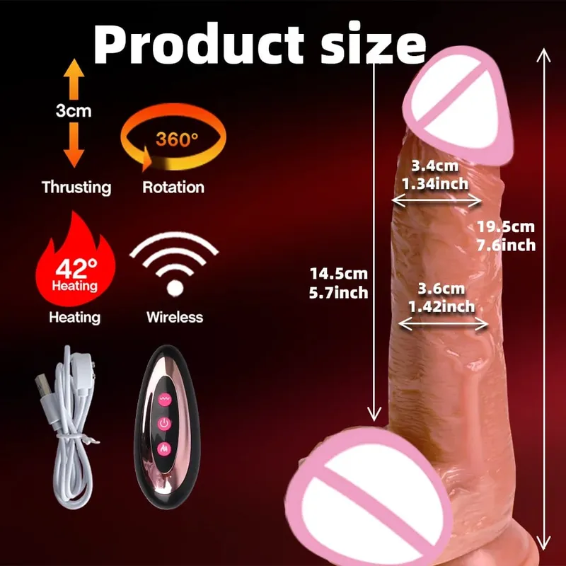 Vibrator Dildo Xxl Realistic Big Cock Telescopic Heated Spinning Penis Expansion Vibratory Massager Female Couple Sex Toys 18