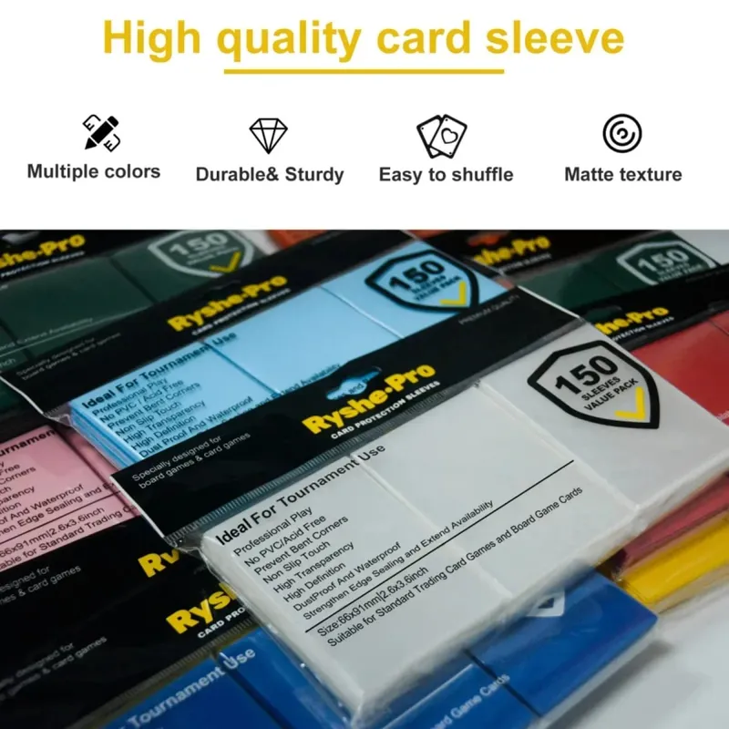 Ryshepro Premium Card Sleeves for MTG Card Game 150PCS Sleeves for TCG Yogioh Cards 66x91mm Card Protectors for Baseball Sports