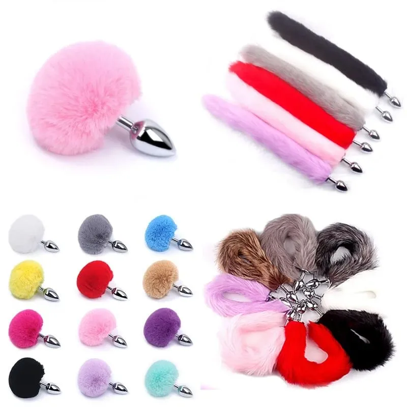 Rabbit Tail Fox Tail Metal Anal Plug Sex Toy adult Product for Woman Anal Plug Dog Tails Slave Cosplay Fetish Gear Accessories