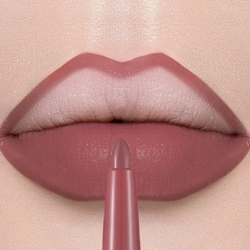 Matte Lip Liner Lipstick Pen Rotating Not Easy To Fade Rose Gold Lipliner Pencil Waterproof Non-Stick Cup Brown Lipliner Makeup
