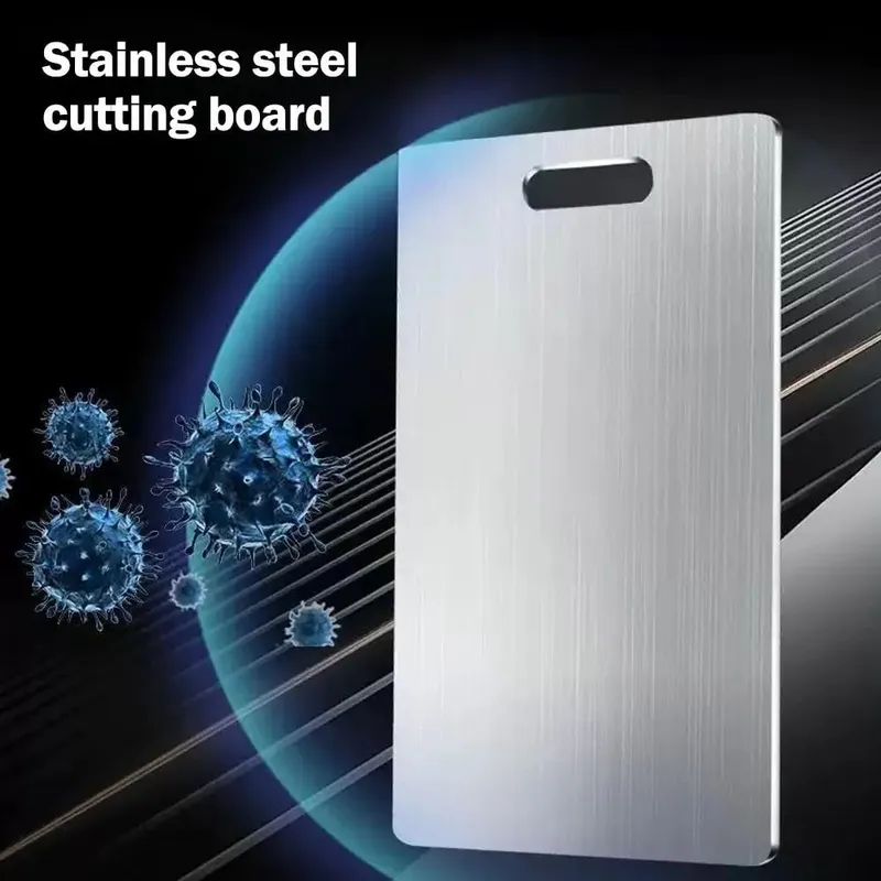 1PCS Stainless Steel Cutting Board - Heavy Duty Double-Sided Chopping Board for Meat Vegetables Dough Kneading & Kitchen Prep