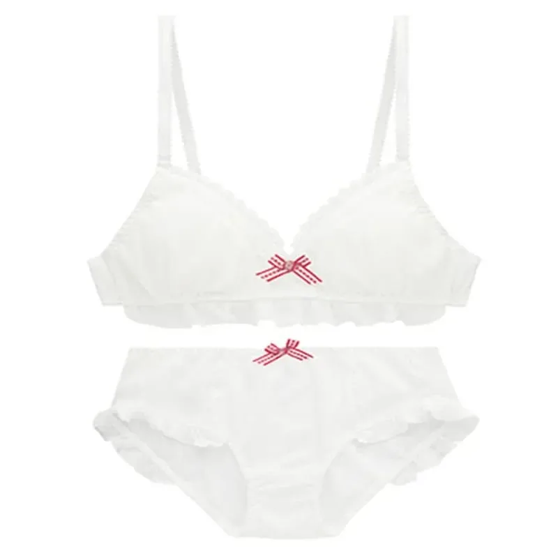 Set Pakaian Dalam Bra Manis Pakaian Dalam Pita Lolita Bunga Renda Intim Lucu Push Up Katun Sejuk Anak Perempuan Sekolah Kawaii Jepang 2024 — image 6