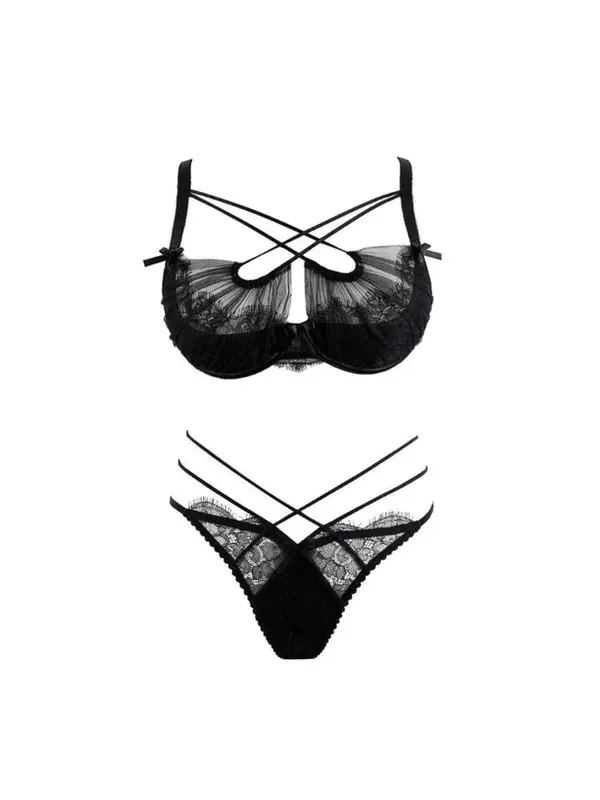French Romantic Cross Layered Mesh Camisole Padded Bra Women Christmas Sexy Sheer Sleeveless Tank Top Intimate Lingerie Vest