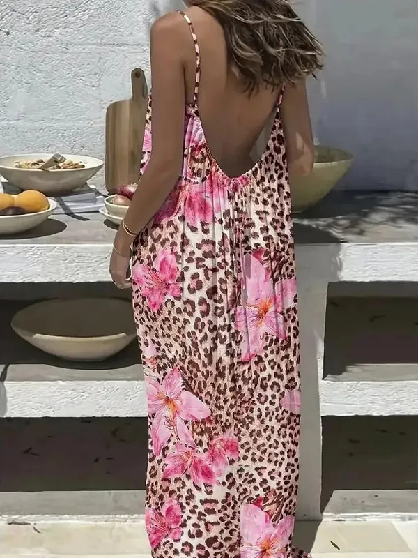 2026 Vacation Dresses For Ladies Spaghetti Strap Vestidos Beachwear Home Clothing Gentle Homewear Holiday Backless Loose Printed