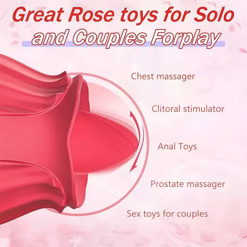 Tongue Licking Vibrator Female Powerful Vagin Massager for Women Rose Oral G Spot Clit Stimulator Masturbation Sex Toy for Adult