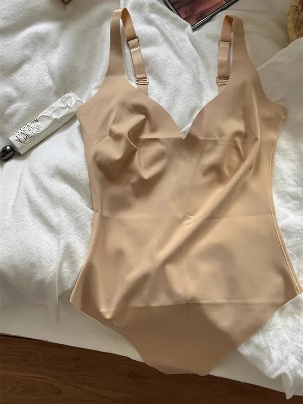 Seamless Shapewear Bodysuit Woman Solid Ultra-Thin U-Back Bodysuit Female High Elasticity Slim Camisole One-Piece Underwear New