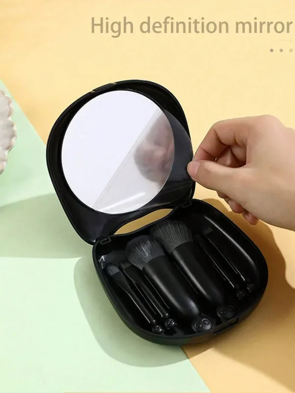 1 Box 6pcs Mini Cute Cat Design Portable Makeup Brush Set - Powder Brush Eyeshadow Brush And Assorted Brushes