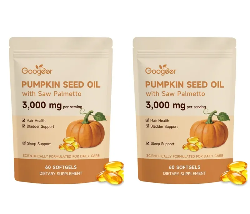 Googeer Pumpkin Seed Oil Softgels with Saw Palmetto 3000mg Hair Health Bladder Comfort Sleep Support Supplement 60 Softgels