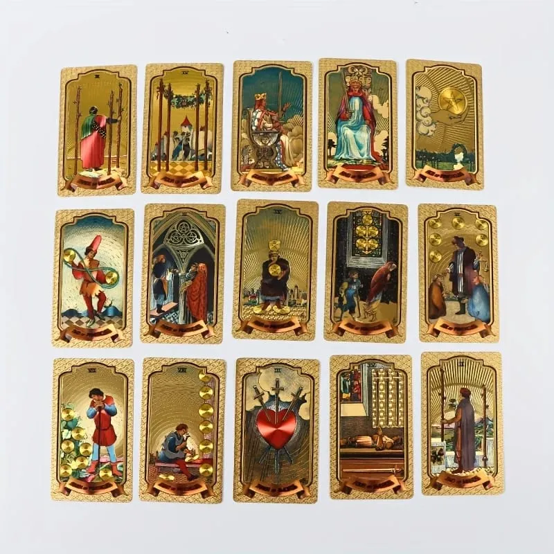Gold Stamping Waterproof Plastic Colorful Printed Tarot Cards for Table Game Leisure Party Gathering Board Game Cards