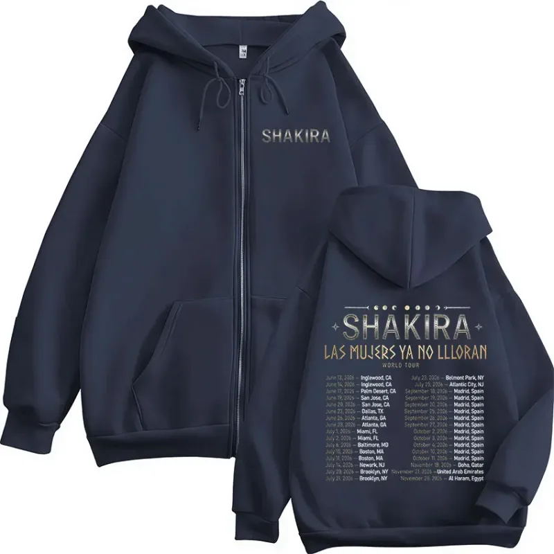 Shakira Las Mujeres Ya No Lloran World Tour 2026 Zipper Hoodies Men Women Fashion Casual Long Sleeve Zip Up Sweatshirts Jackets