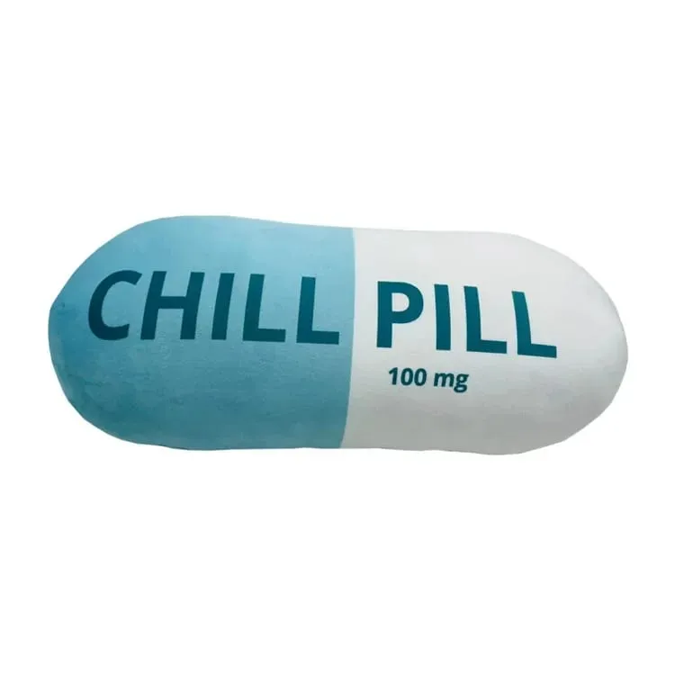 Funny Chill Pill Plush Pillow Cute Cartoon Stuffed Plushie Soft Sofa Cushion Hugging Doll Nap Sleep Pillow Birthday Gift
