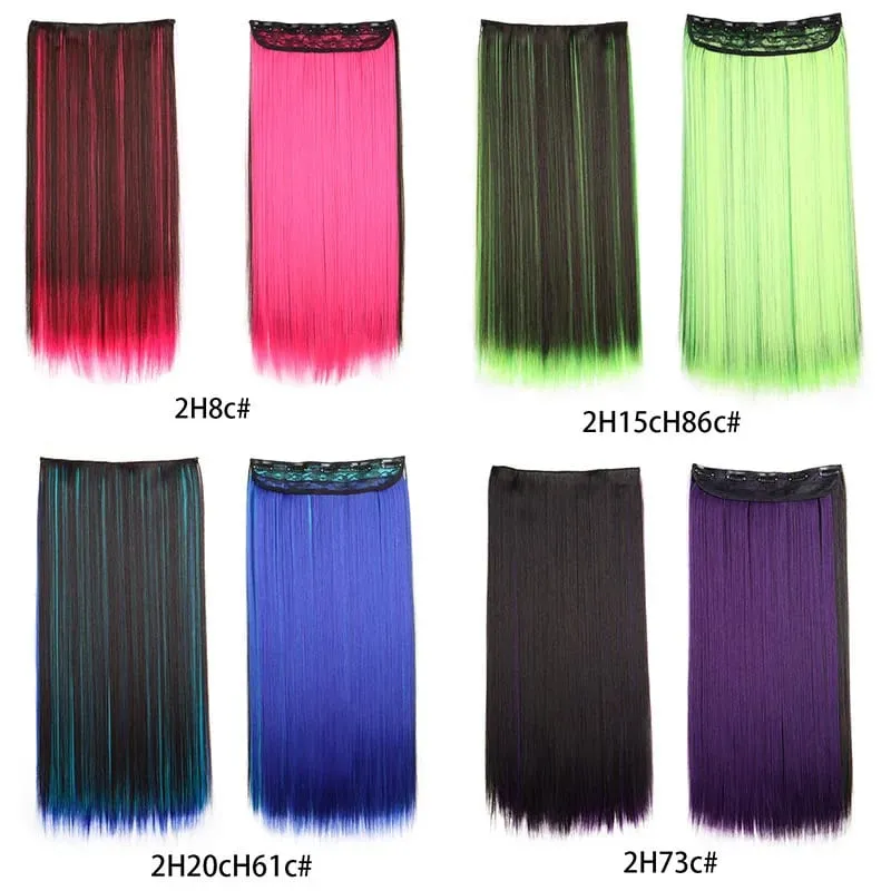 Synthetic 24Inch Long Straihgt Hair Extension Heat-Resistant Fiber Hair Cosplay Hairpieces for Women halloween wig