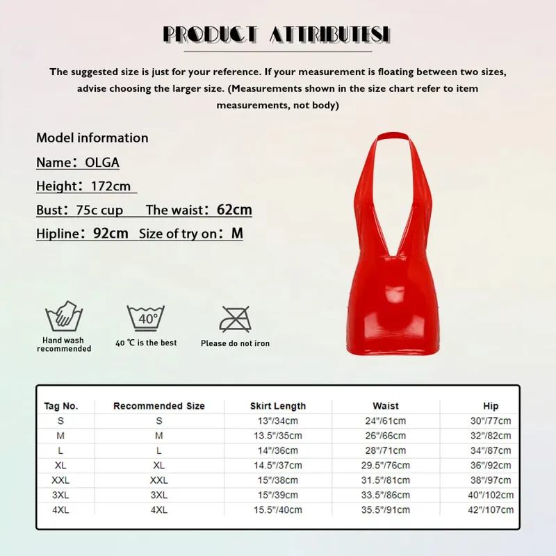 Damska obcisła lateksowa mini spódniczka Mini sukienka lakierowana błyszcząca wyglądająca na mokre Bodycon lateksowa sukienka z PVC Wetlook Rave odzież klubowa