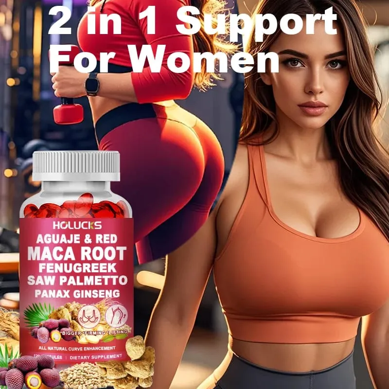 Aguaje + Fenugreek Capsules Support Bigger Butt & Breast for Firming & Lifting with Maca Saw Palmetto Panax Ginseng