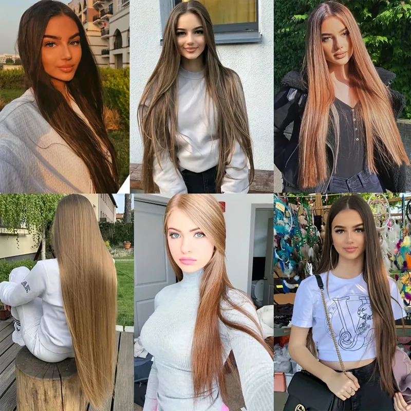 Synthetic Super Long Straight 5 Clip In Hair Extensions 32Inch One Piece Hairpiece for Women Multiple Colors Hair Extensions — image 5