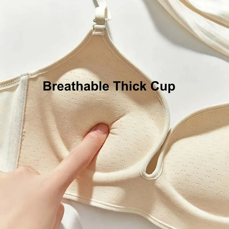 Women's Ultra-Thick 10cm Seamless Push-Up Bra Adjustable Lingerie for Small Breasts Comfortable Underwear