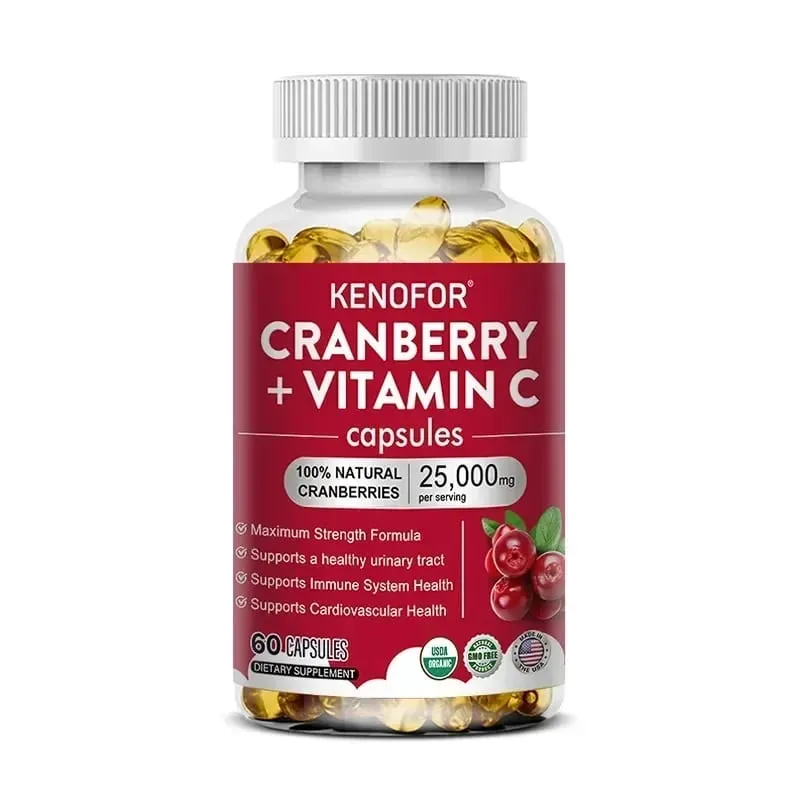 Cranberry Supplement with Vitamin C 25 000mg Immune & Antioxidant Support Women Urinary Tract Health Supplement Non-GMO