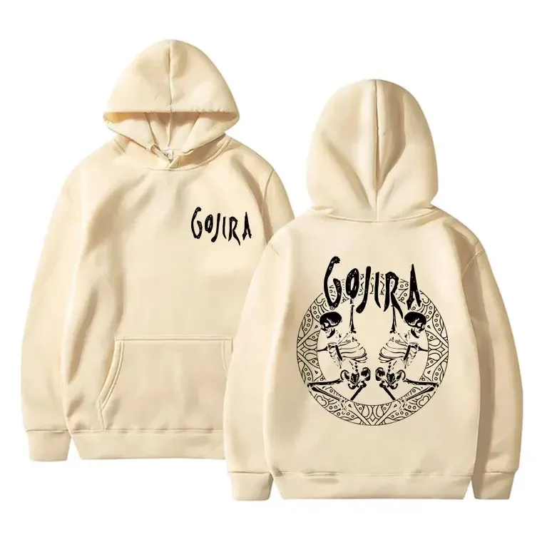 Sudadera con capucha con estampado de doble cara de esqueleto de Gojira de banda de Metal francesa para hombre y mujer, Jersey Vintage con capucha, sudaderas informales de gran tamaño para hombre