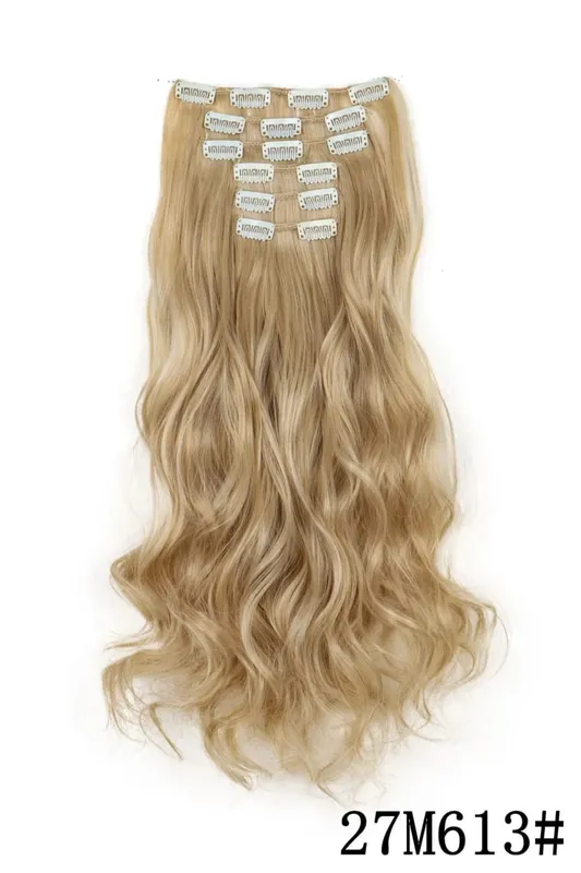 Black Hair Extensions 6pcs/set Women Long Straight Synthetic Full Head Clip 16Clips Ombre Heat Resistant Fiber Hair Kpop Cosplay