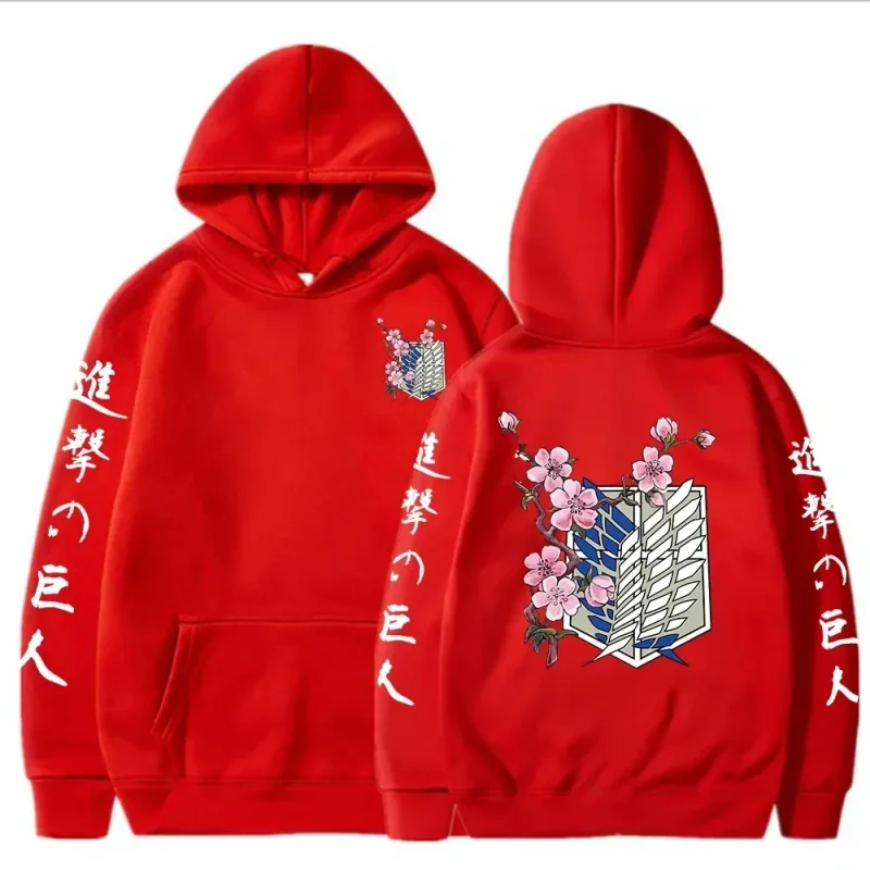 2026 Anime Attack On Titan Wings Of Liberty Sakura Wings of Liberty Graphic Men Women Hoodies Plus Size Sweatshirt Streetwear