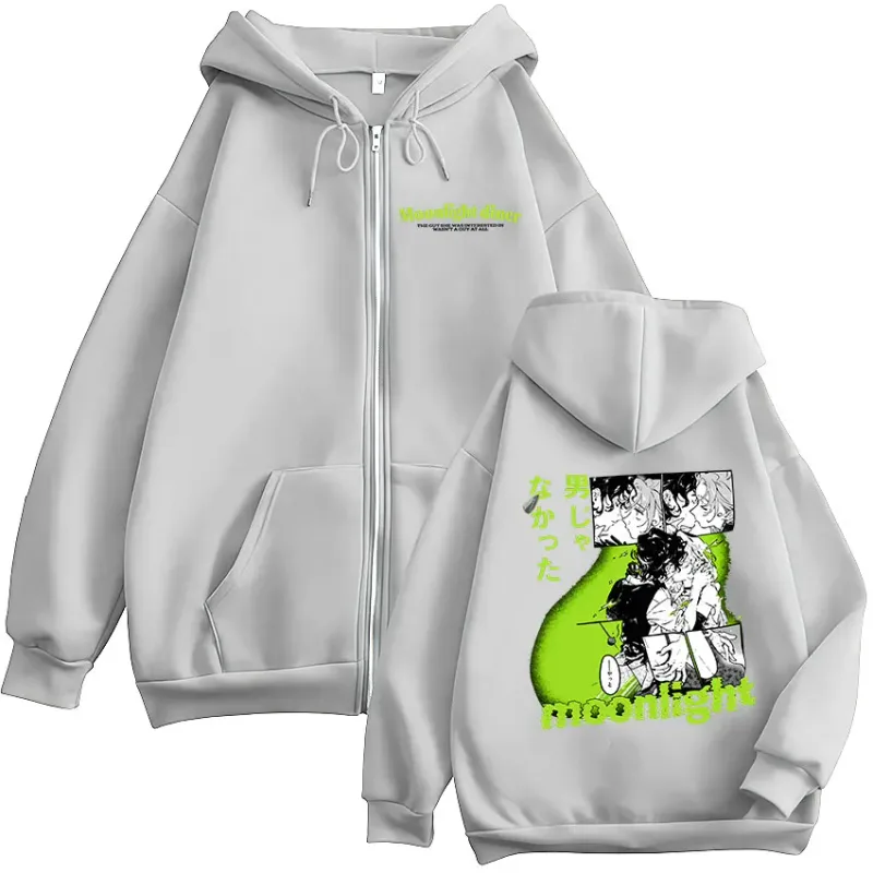 Anime The Guy She Was Interested in Wasn't A Guy At All Zipper Hoodies Men Women Harajuku Zip Up Hooded Sweatshirts Jackets Coat