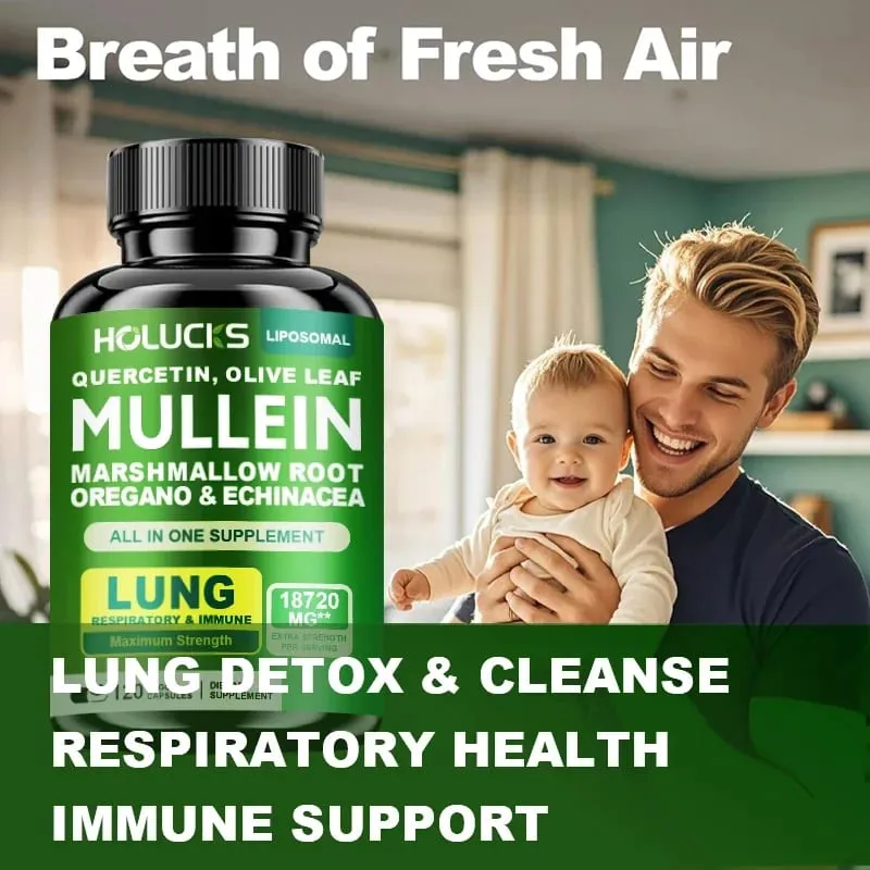 Premium Mullein Leaf Extract Capsules with Vitamin C Support Expectorant Soothes Airways & Reduces Irritation Lung Health