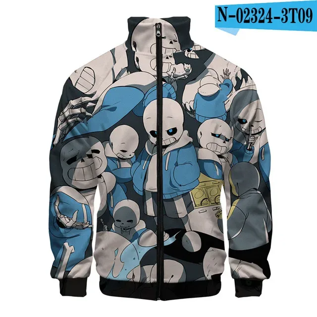 Luxury Popular Sans Undertale 3D Print Zipper Raglan Jacket Windbreaker Boys/Girls Comfortable Stand Collar Jackets Coats
