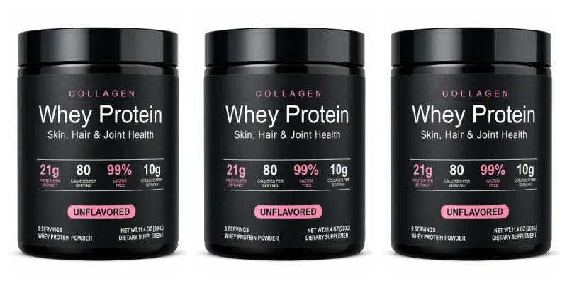 Whey Protein Powder Unflavored Muscle Recovery Joint Health Skin Hydration Grass-Fed Collagen Daily Nutrition Support