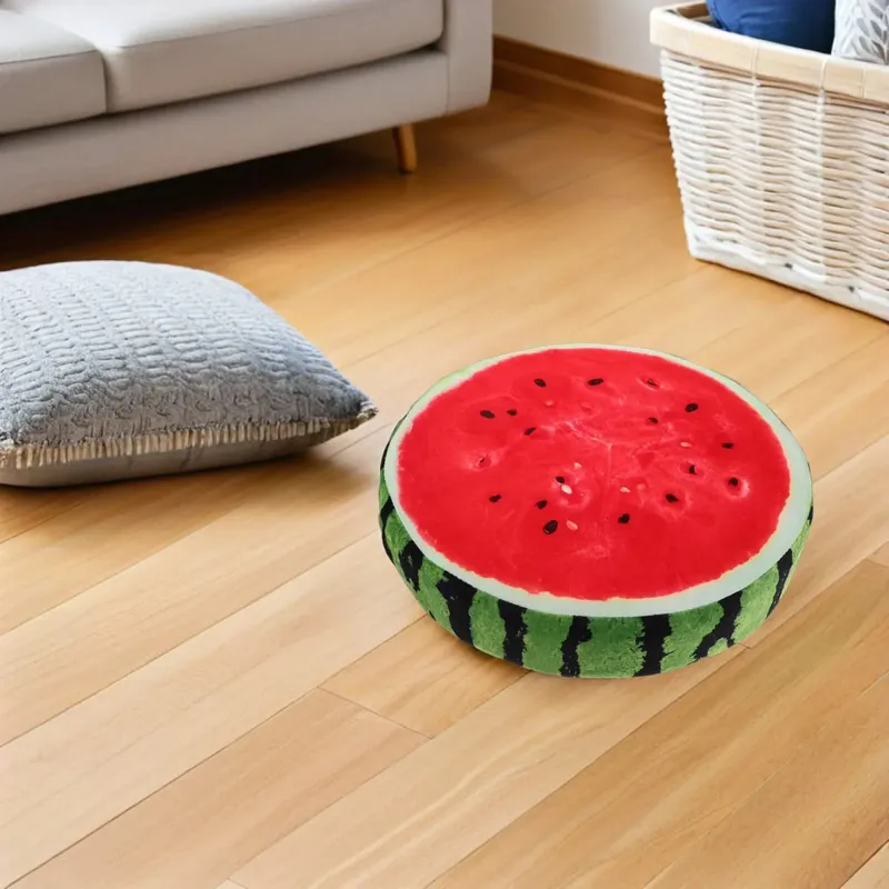 Almohada en forma de sandía, diseño realista 3D, cojín decorativo suave y cómodo para sala de estar, dormitorio, sofá, asiento