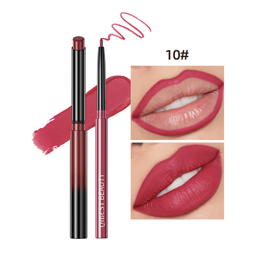 Set Pena Lipliner Lipstik 2 Buah Kosmetik Kontur Pensil Lip Liner Beludru Matte Kosmetik Tahan Lama Stik Bibir Merah Seksi