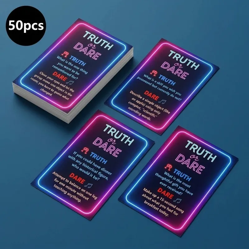 50-Card Truth or Dare: Fun Portable Icebreaker Party Card Game for Family Dorm & Holidays，Back to School Fall Winter Hallowee
