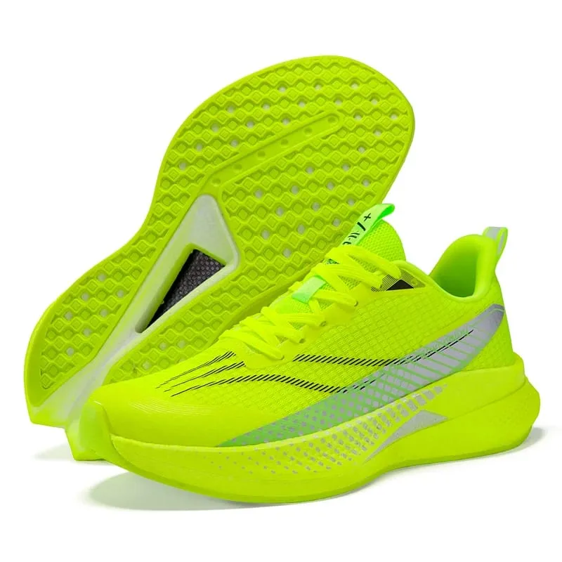 Carbon Plate Running Shoes Men Casual Marathon Athletic Sports Outdoor Travel Breathable Lightweight Comfortable Women Sneakers