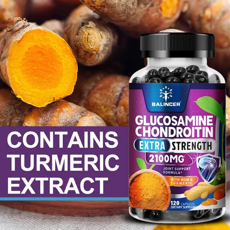 Glucosamine Chondroitin Capsules with Turmeric Root for Support Stress Relief Bone Joint & Immune Health Dietary Supplement